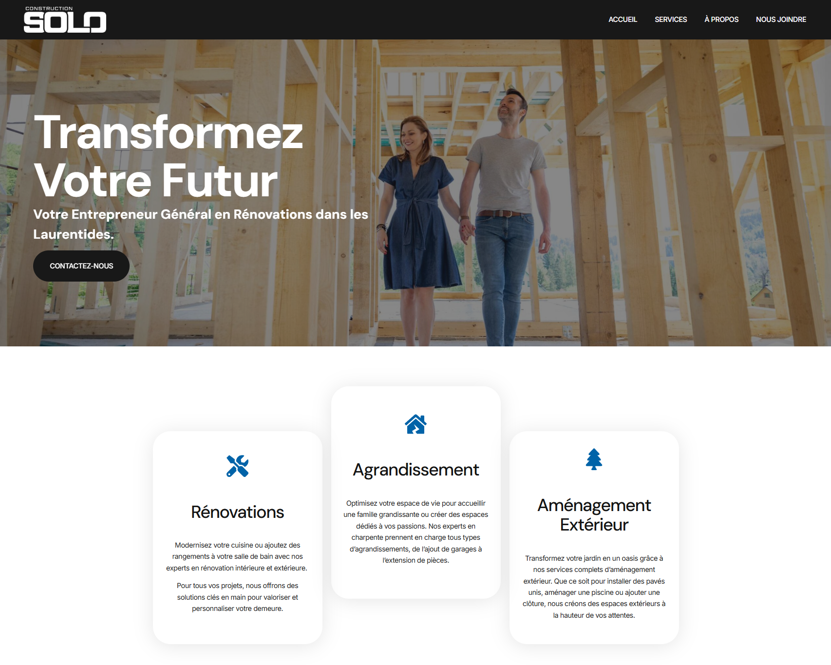Website design for Construction Solo, construction company site