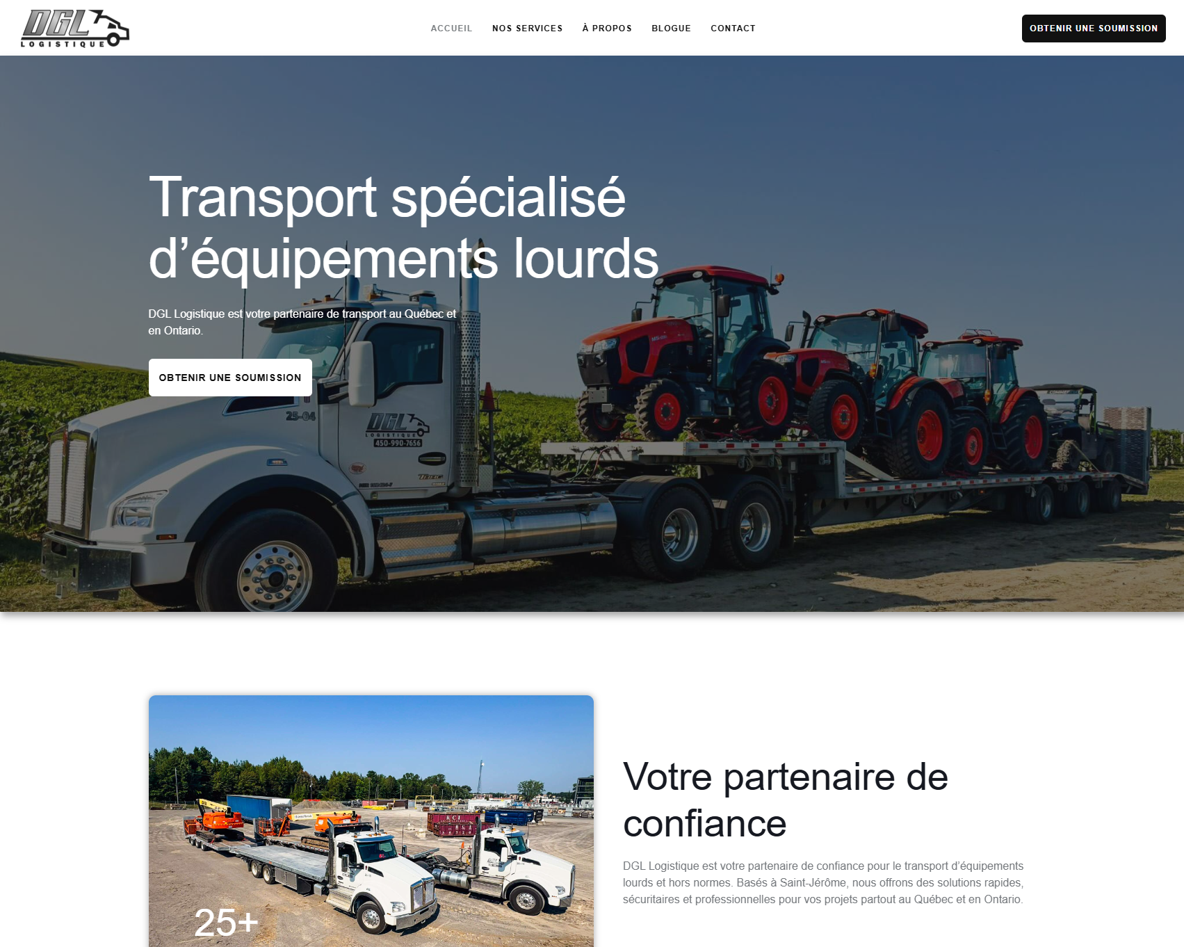 Website design for DGL Logistique, transport and logistics company